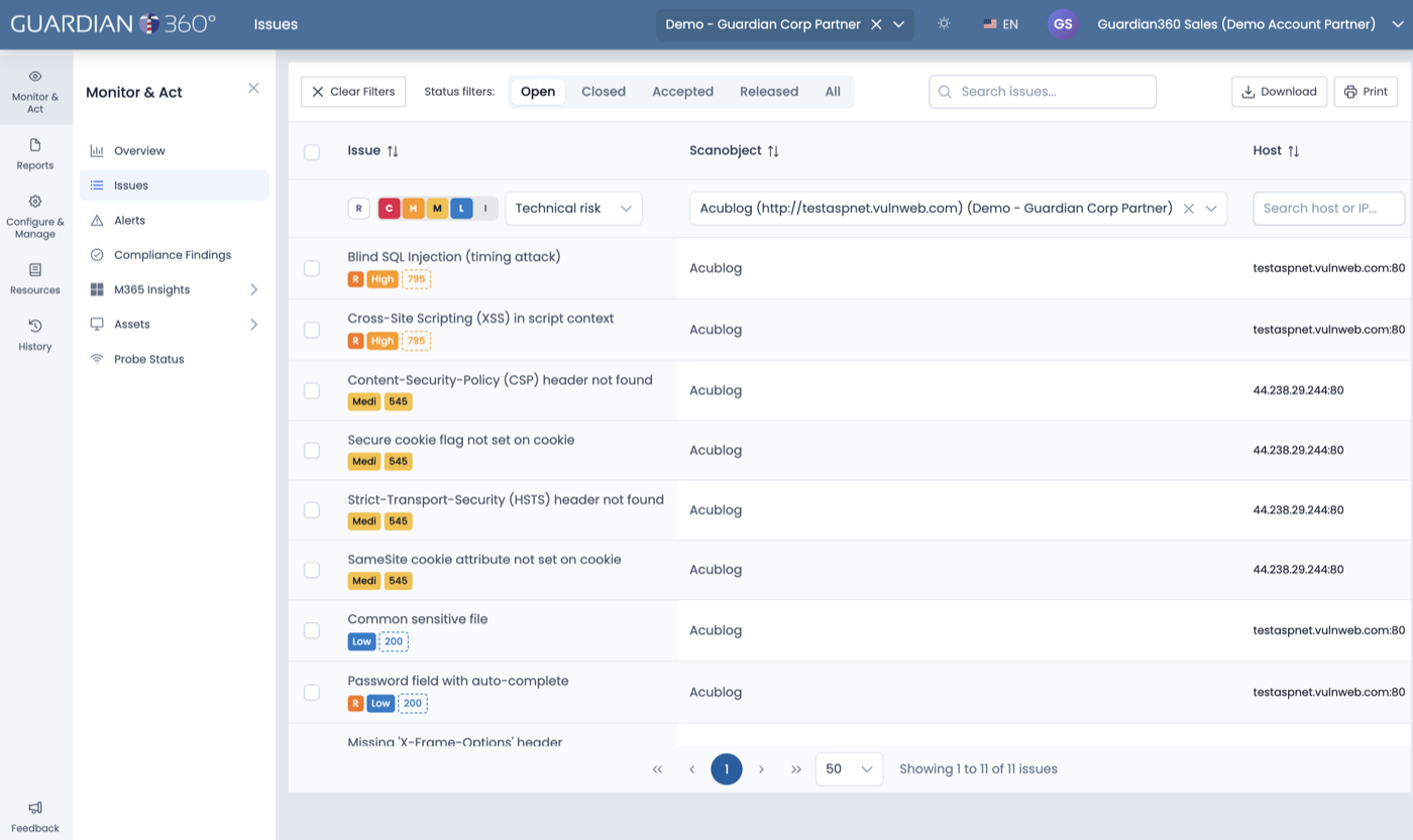 Web application security in Guardian360 Lighthouse
